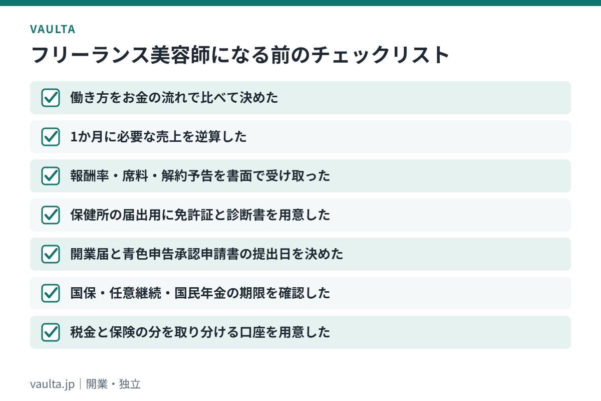 フリーランス美容師になる前のチェックリスト