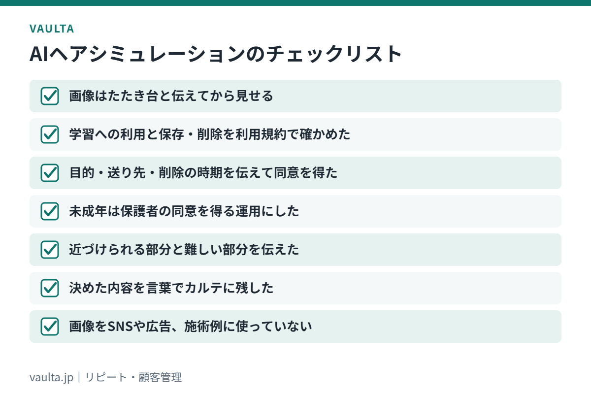 美容室のAIヘアシミュレーション利用チェックリスト