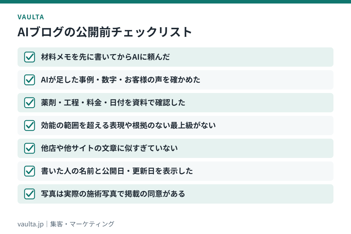 美容室のブログをAIで書くときの公開前チェックリスト