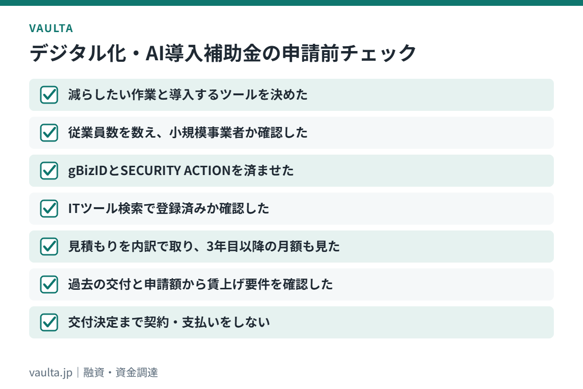 美容室のデジタル化・AI導入補助金 申請前チェックリスト