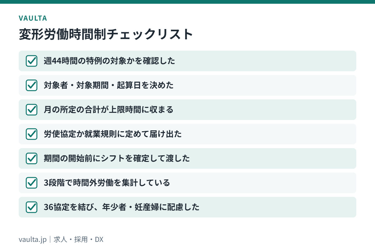 美容室の変形労働時間制チェックリスト