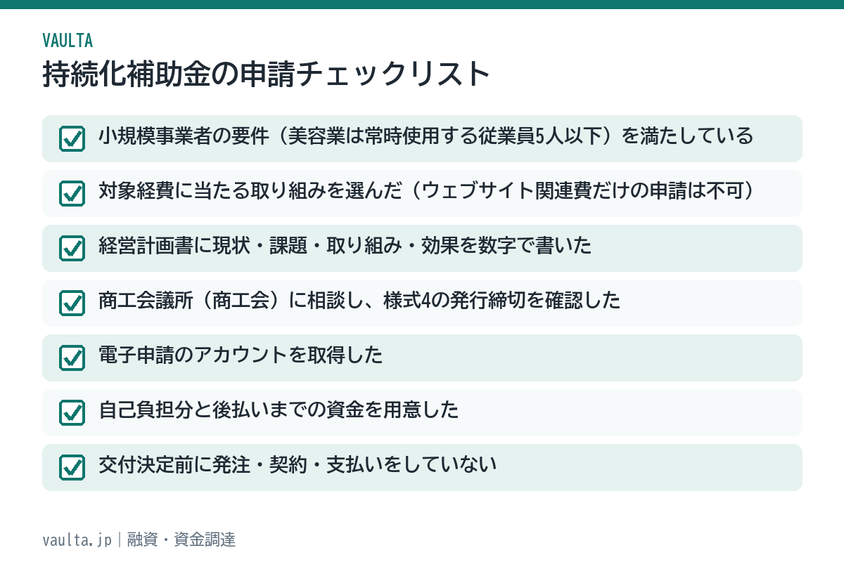 美容室の持続化補助金の申請チェックリスト