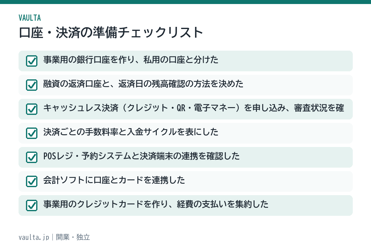 美容室の口座・決済の準備チェックリスト