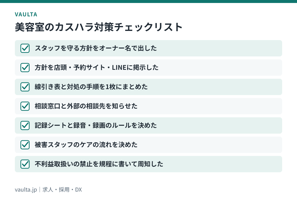 美容室のカスハラ対策チェックリスト