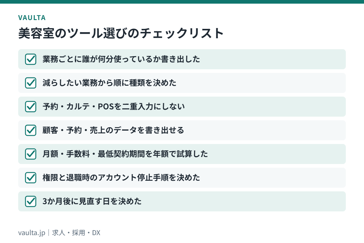 美容室経営のアプリ・ツール選びのチェックリスト