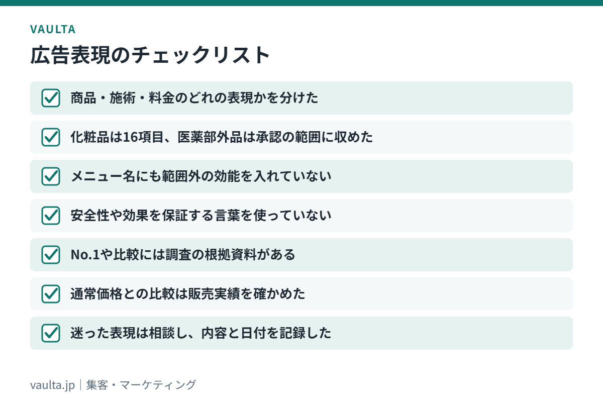 美容室の広告・SNSの表現チェックリスト(薬機法・景品表示法)