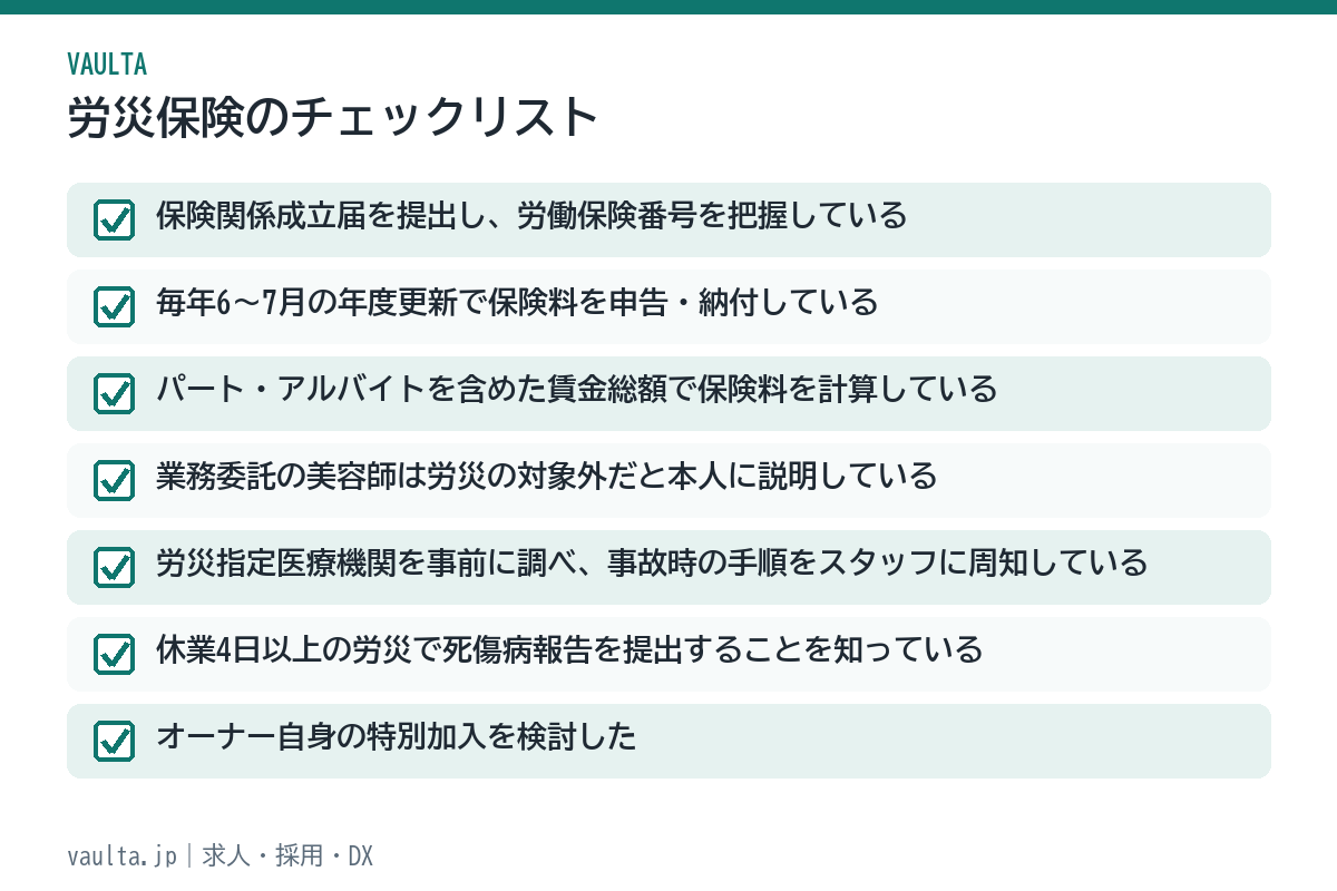 美容室の労災保険チェックリスト
