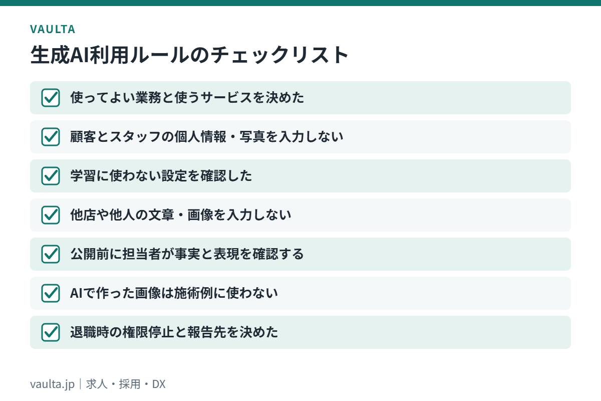 美容室の生成AI利用ルールのチェックリスト